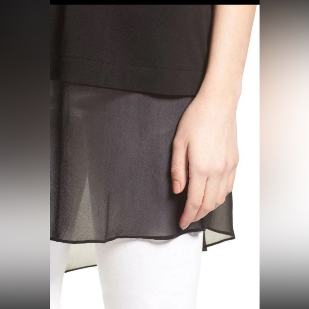Eileen Fisher Black Stretch Silk Jersey Asymmetrical Tunic 1X $258 - Picture 4 of 9